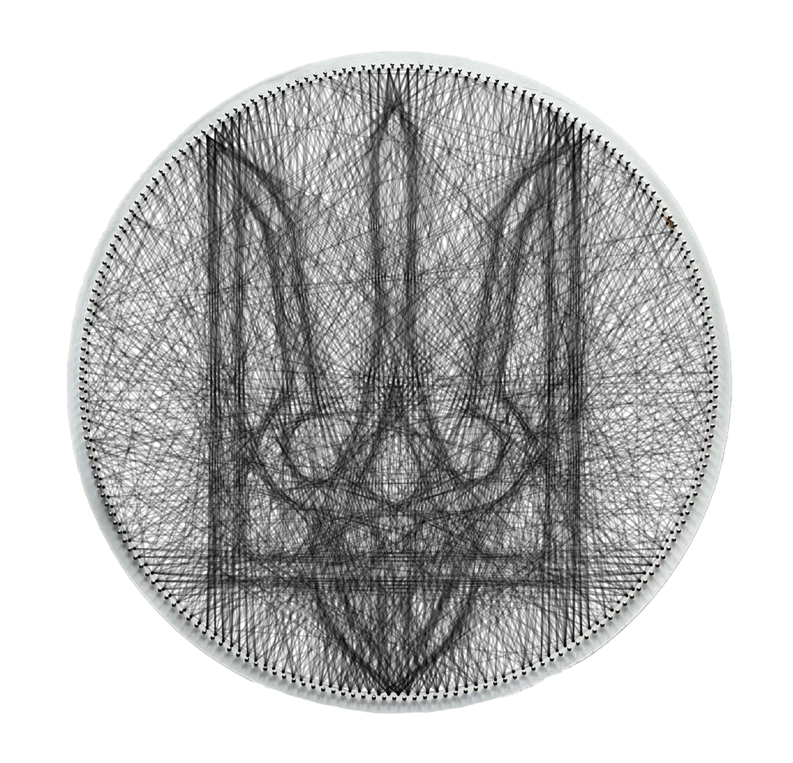 Картина нитками ArtLover String Art Герб Украины Тризуб 50 см (AL-k10003)