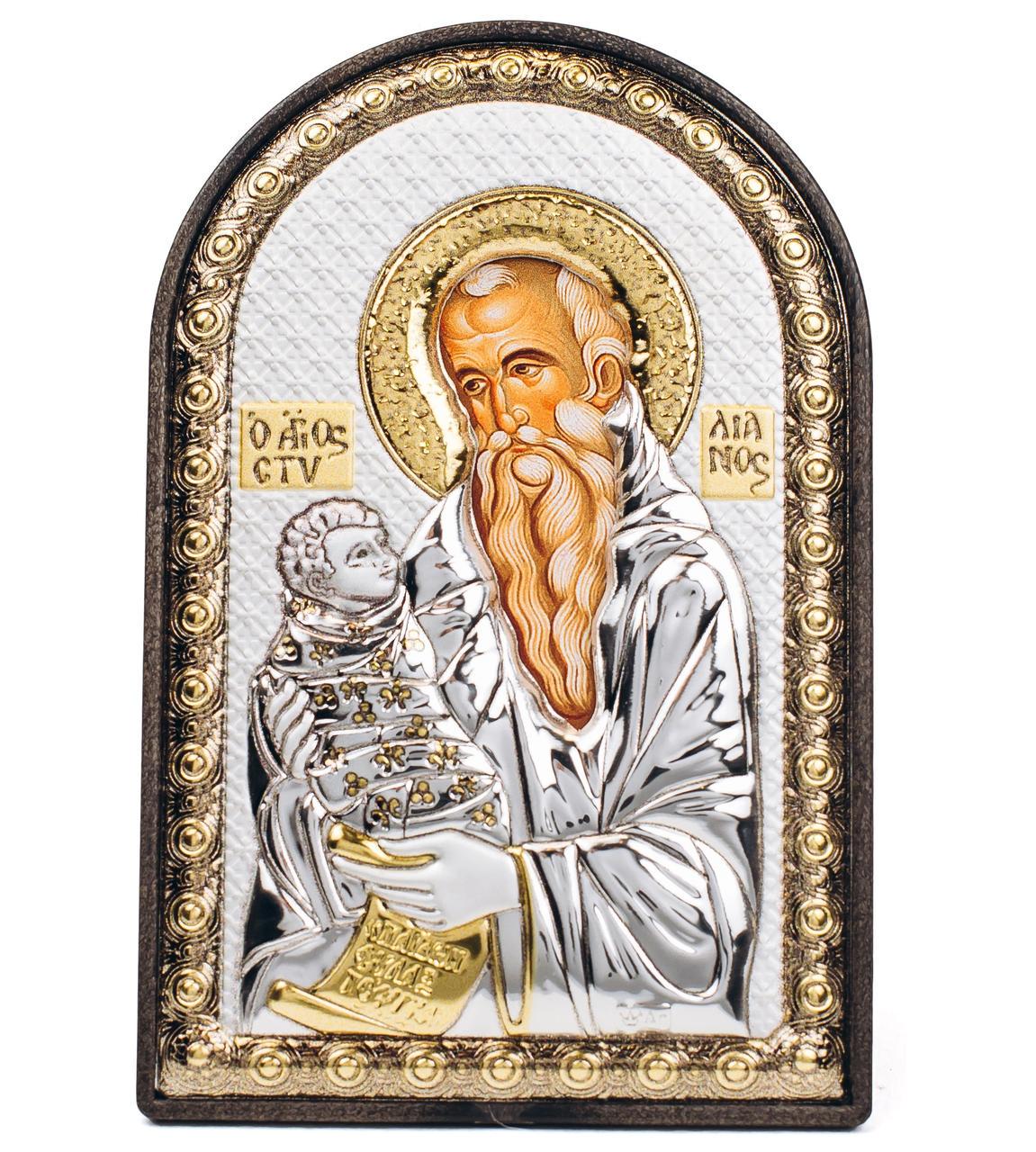 Срібна ікона Святої Стіліанос арочної форми на пластиковій основі 10х14 см