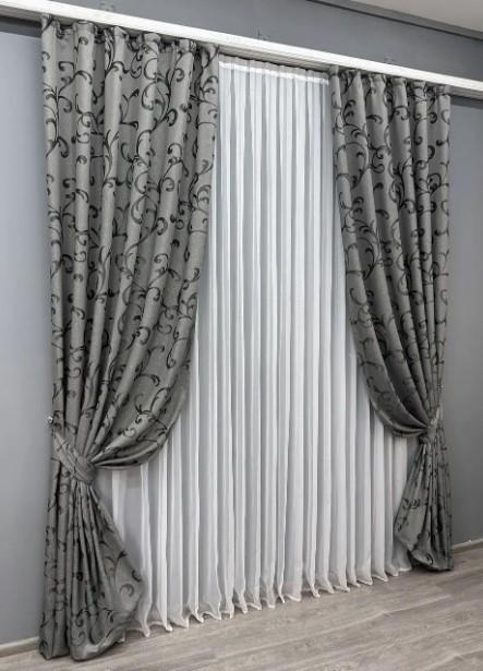 Тканина для штор Allure жакард з люрексовою ниткою Сірий (1618ш) - фото 2 Тканина для штор Allure жакард з люрексовою ниткою Сірий (1618ш) - фото 2