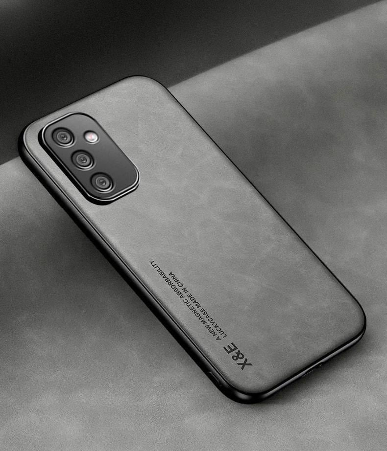 Кожаный чехол XnE Samsung Galaxy A35 A356 с металлической вставкой Grey (38240-33)