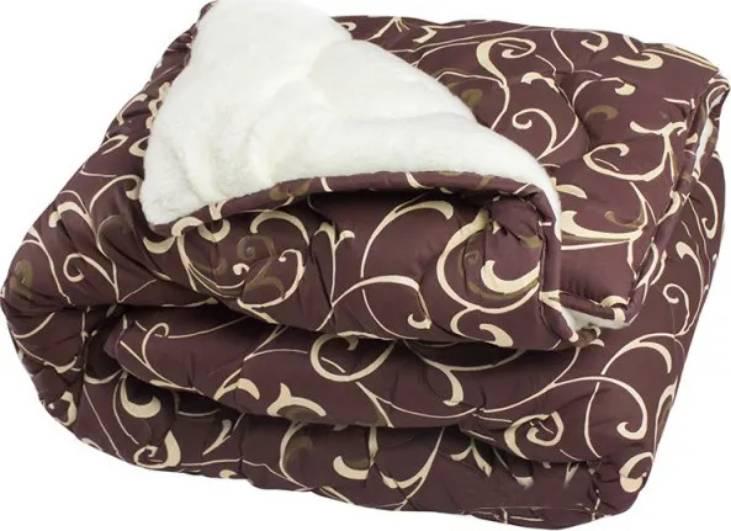 Одеяло полуторное из овечьей шерсти Лери Макс Бежевые вензеля (17480)