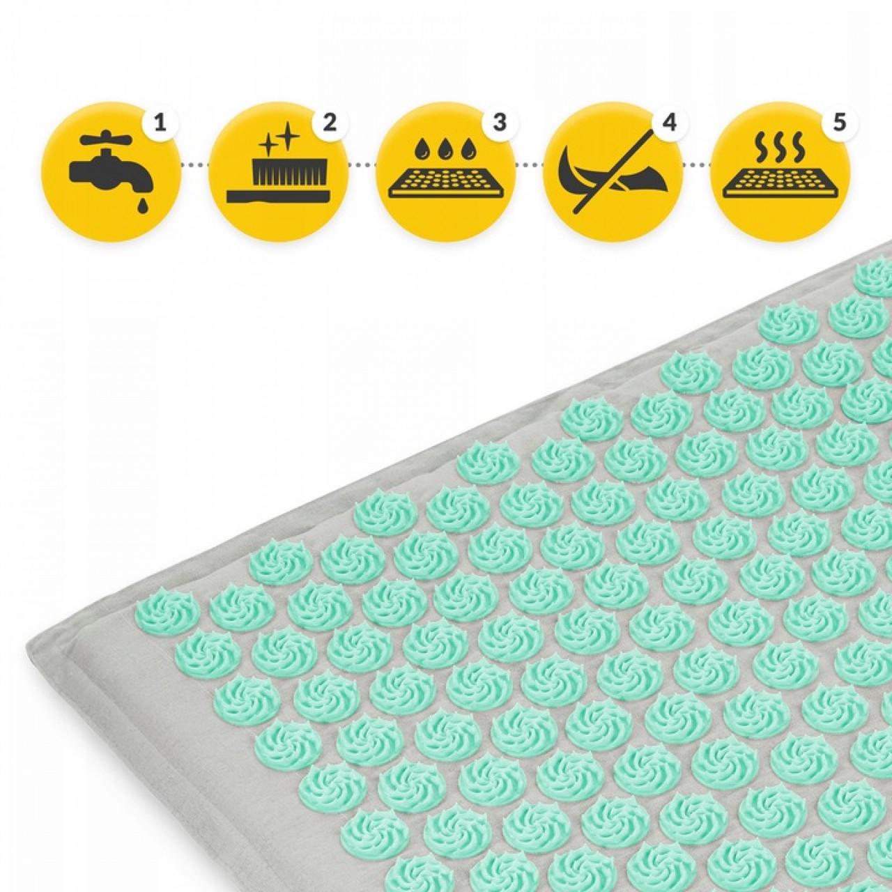 Коврик акупунктурный с подушкой 4fizjo Eco Mat аппликатор Кузнецова Grey/Mint (P-5907739312181) - фото 5 Коврик акупунктурный с подушкой 4fizjo Eco Mat аппликатор Кузнецова Grey/Mint (P-5907739312181) - фото 5