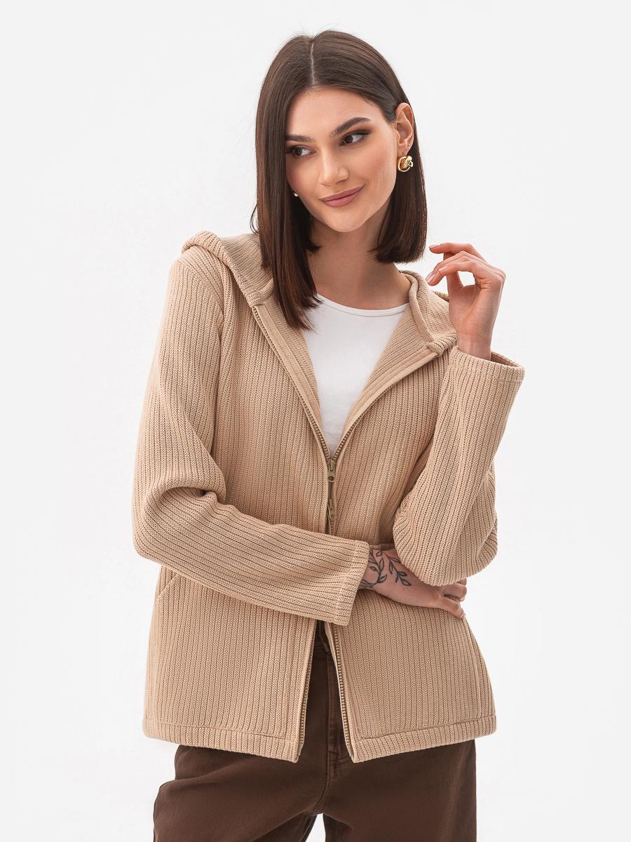 Кардиган хлопковый с капюшоном SVTR р. 48-52 Бежевый (592) - фото 6
