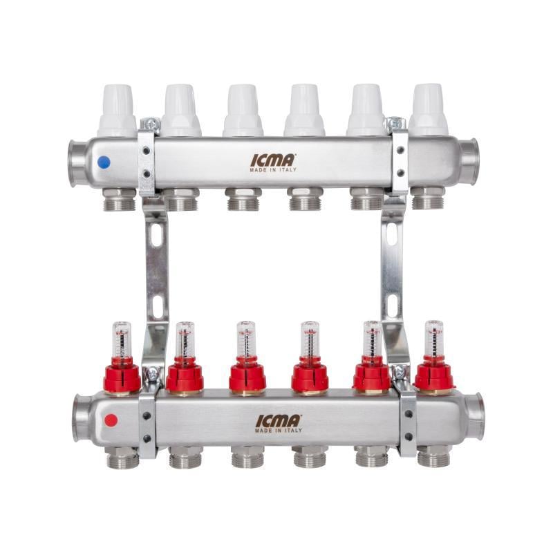 Коллектор ICMA № К073 с расходомерами 1" х 3/4" на 2 выхода (SD00054039) Коллектор ICMA № К073 с расходомерами 1" х 3/4" на 2 выхода (SD00054039)