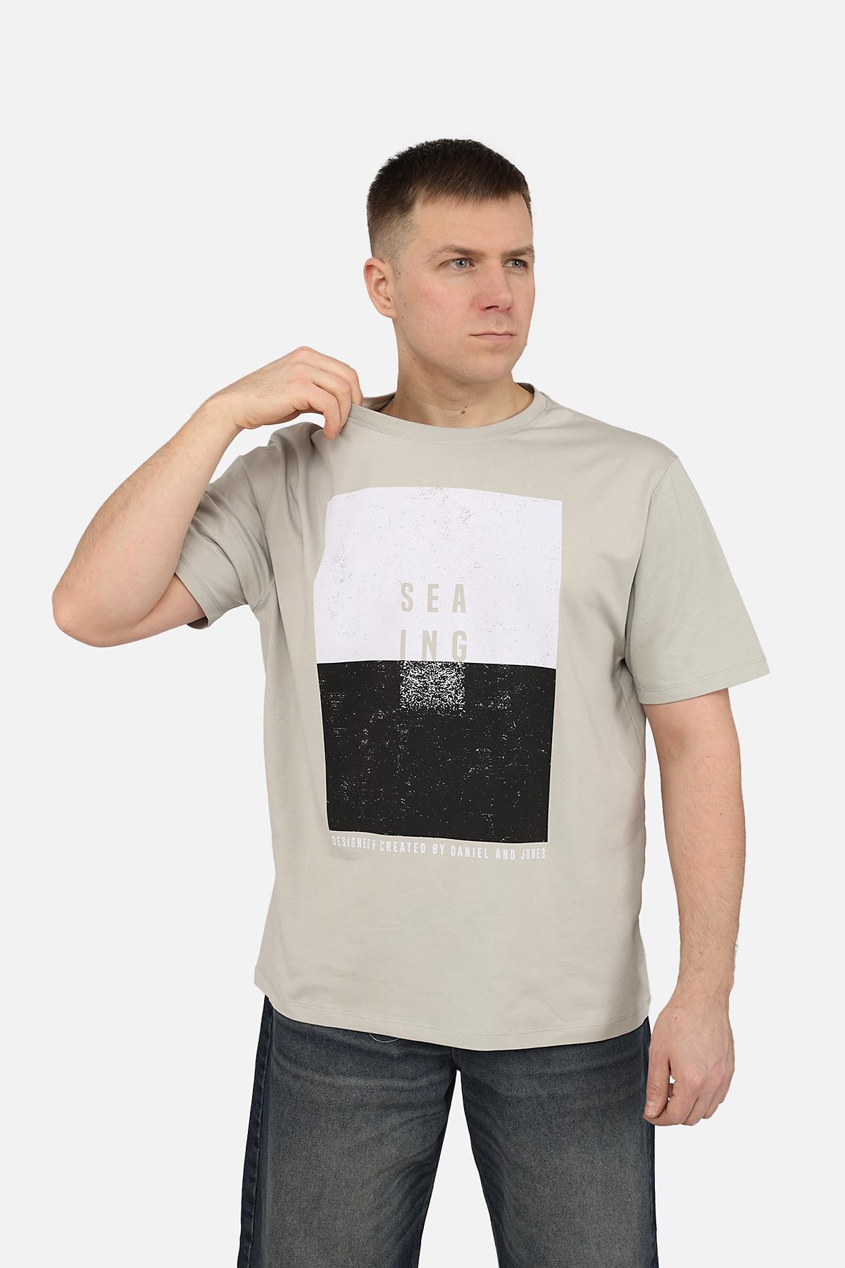 Футболка мужская ЦБ-00270052 с коротким рукавом р. 52 Светло-серый (SKT001045235)