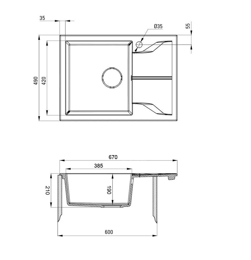 Мойка для кухни Stella Adamanta Compact гранитная с краном Серый (594) - фото 6