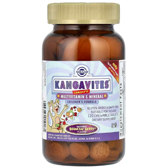 Мультивитамины для детей со вкусом ягод Solgar Kangavites Multivitamin Mineral 120 Жевательных таблеток