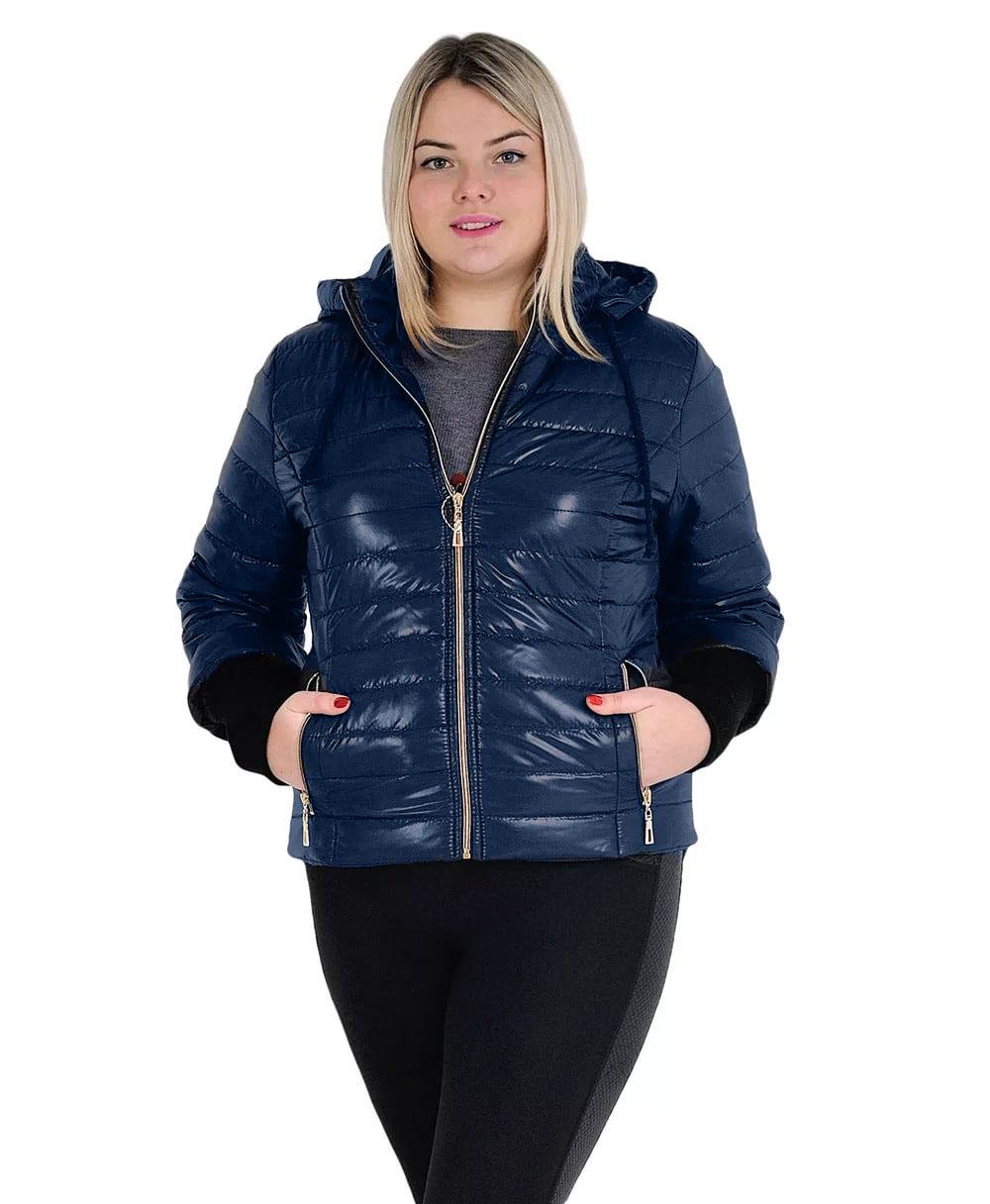 Куртка жіноча з дов'язком на рукавах р. 56 Синій (№3508-мк)