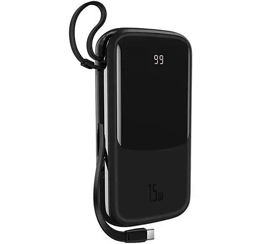 Батарея портативна BASEUS Qpow Digital Display Power Bank IP Cable PPQD-F01 20000 mAh 15W Black - фото 2