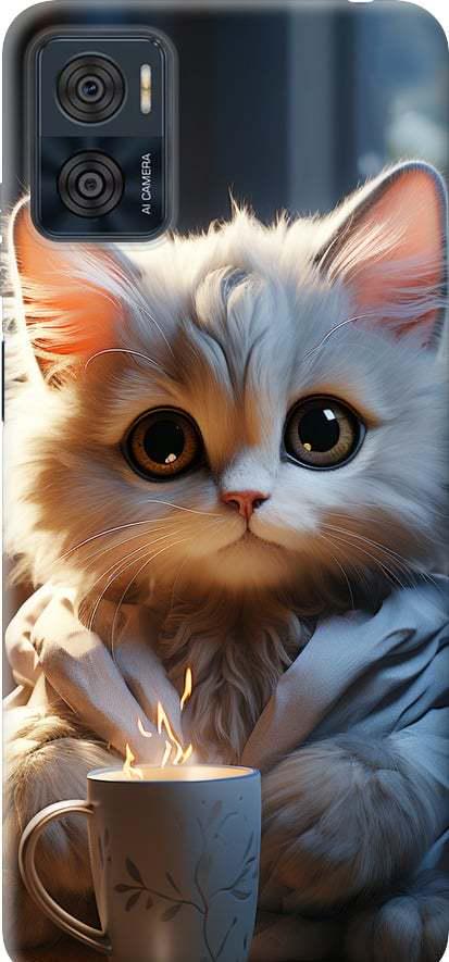 Чехол на Motorola Moto E22 White cat (5646u-2974-42517)