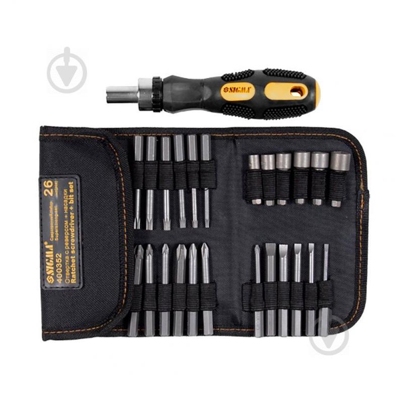 Отвертка + биты 18шт + насадки торцевые 6шт CrV SIGMA (4002111)