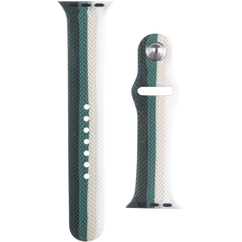 Ремінець силіконовий Braided для Apple watch 42 мм/44 мм Зелений/Білий (00000050585_3)