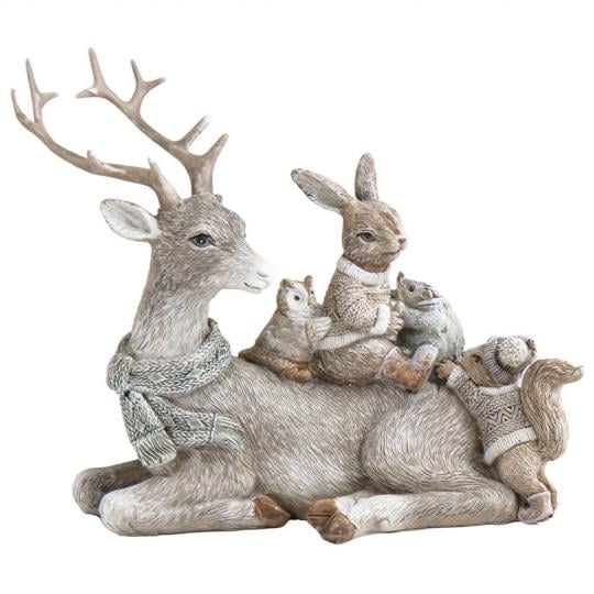 Статуэтка новогодняя Лесные друзья из полистоуна 16 см Серый (150-81-2007-184)