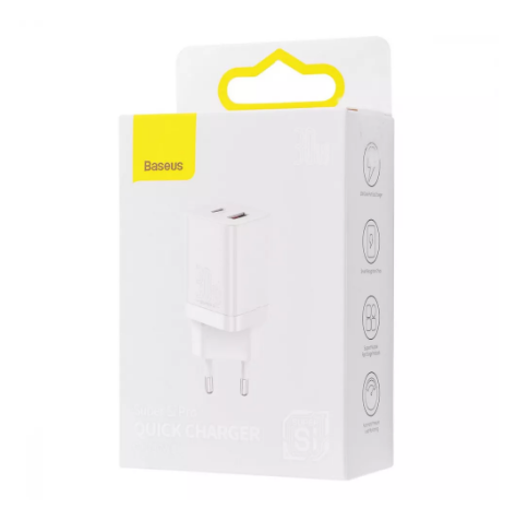 Зарядний пристрій мережевий Baseus Super Si Pro Quick Charger Type-C/USB 30W White (ccsupp-e02) - фото 2 Зарядний пристрій мережевий Baseus Super Si Pro Quick Charger Type-C/USB 30W White (ccsupp-e02) - фото 2
