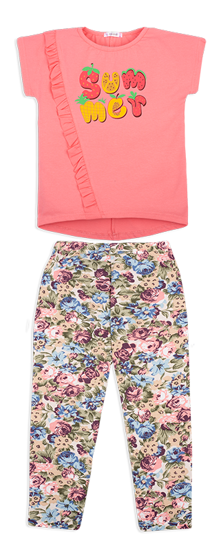 Костюм детский хлопковый летний для девочки Gabbi KS-20-16 Морской гламур 104 см Персиковый (12129)