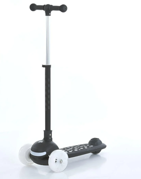 Самокат JR3-140-B складной с LED-подсветкой и музыкой металл/пластик 125/90 мм Черный (26132607)