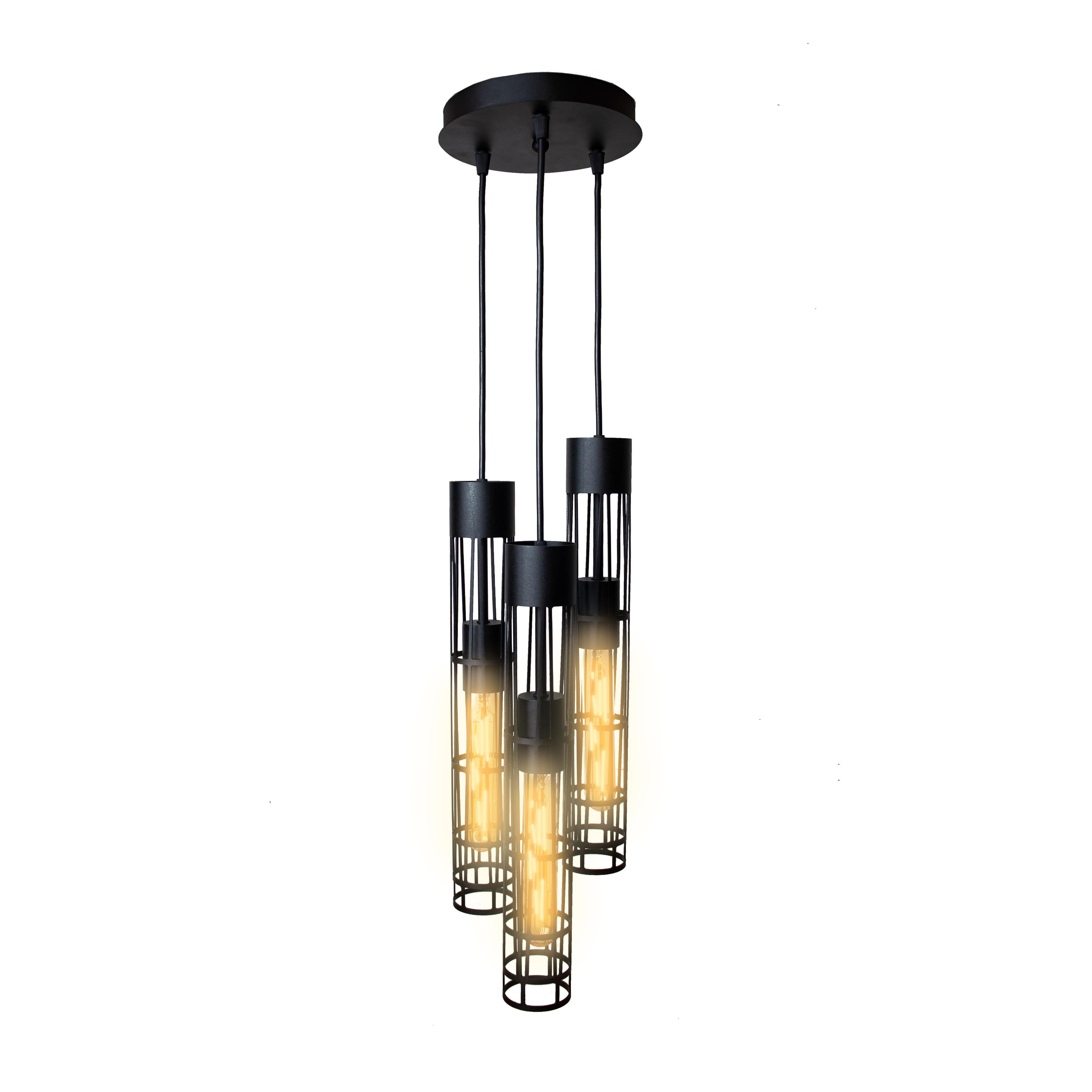 Светильник подвесной MSK ELECTRIC Flow NL 6040-3R BK в стиле лофт на круглом основании