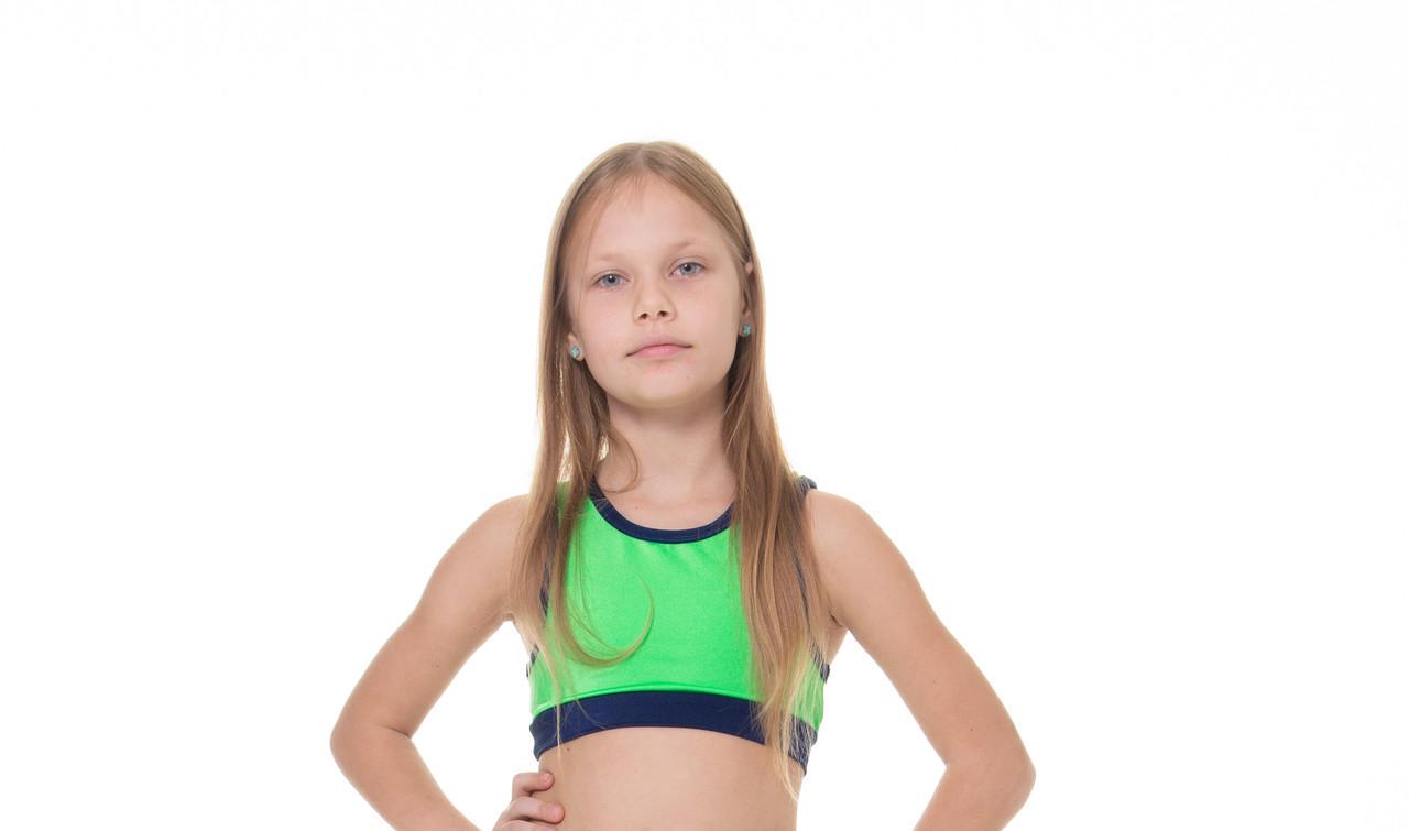 Топ для спорта детский Оливия из блестящего бифлекса р. 24 86 см Зеленый (AM-24-0011-24)