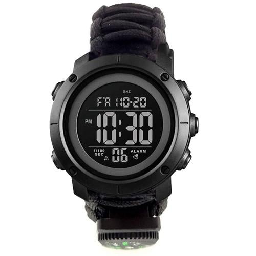 Часы наручные Skmei 1426BKBK Paracord ABS RING Compass термометр свисток кресало Black (2245499818) - фото 1