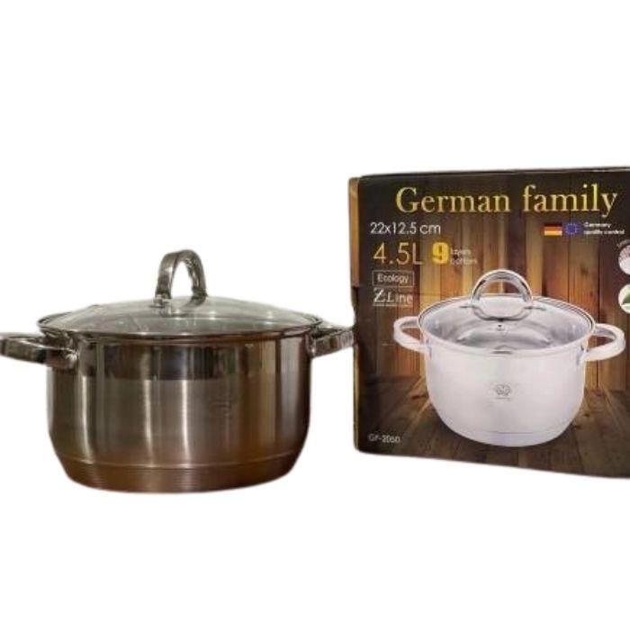 Каструля з нержавіючої сталі German Family з кришкою 4,5 л Сріблястий (GF45N) - фото 4