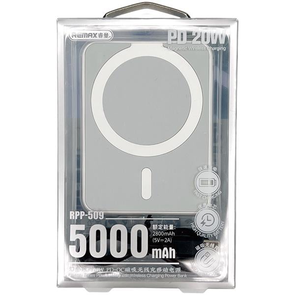 Міні повербанк 5000mAh 20W із MagSafe Remax RPP-509 зі швидкою зарядкою PD+QC USB-C Білий (epic1096) - фото 2 Міні повербанк 5000mAh 20W із MagSafe Remax RPP-509 зі швидкою зарядкою PD+QC USB-C Білий (epic1096) - фото 2