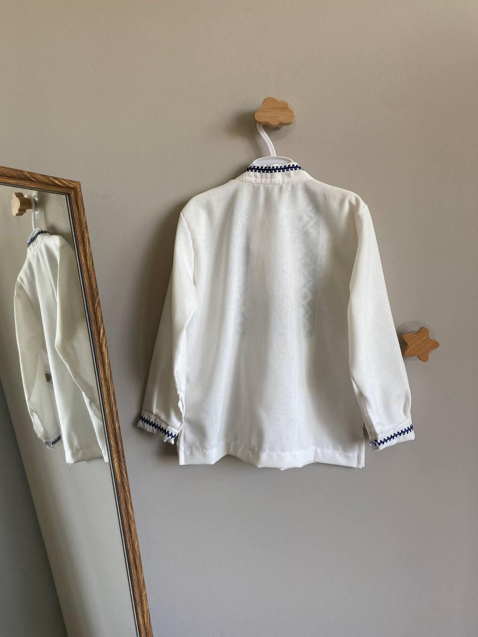 Вышиванка детская для мальчика вышитая нитями Темно-синий - фото 3