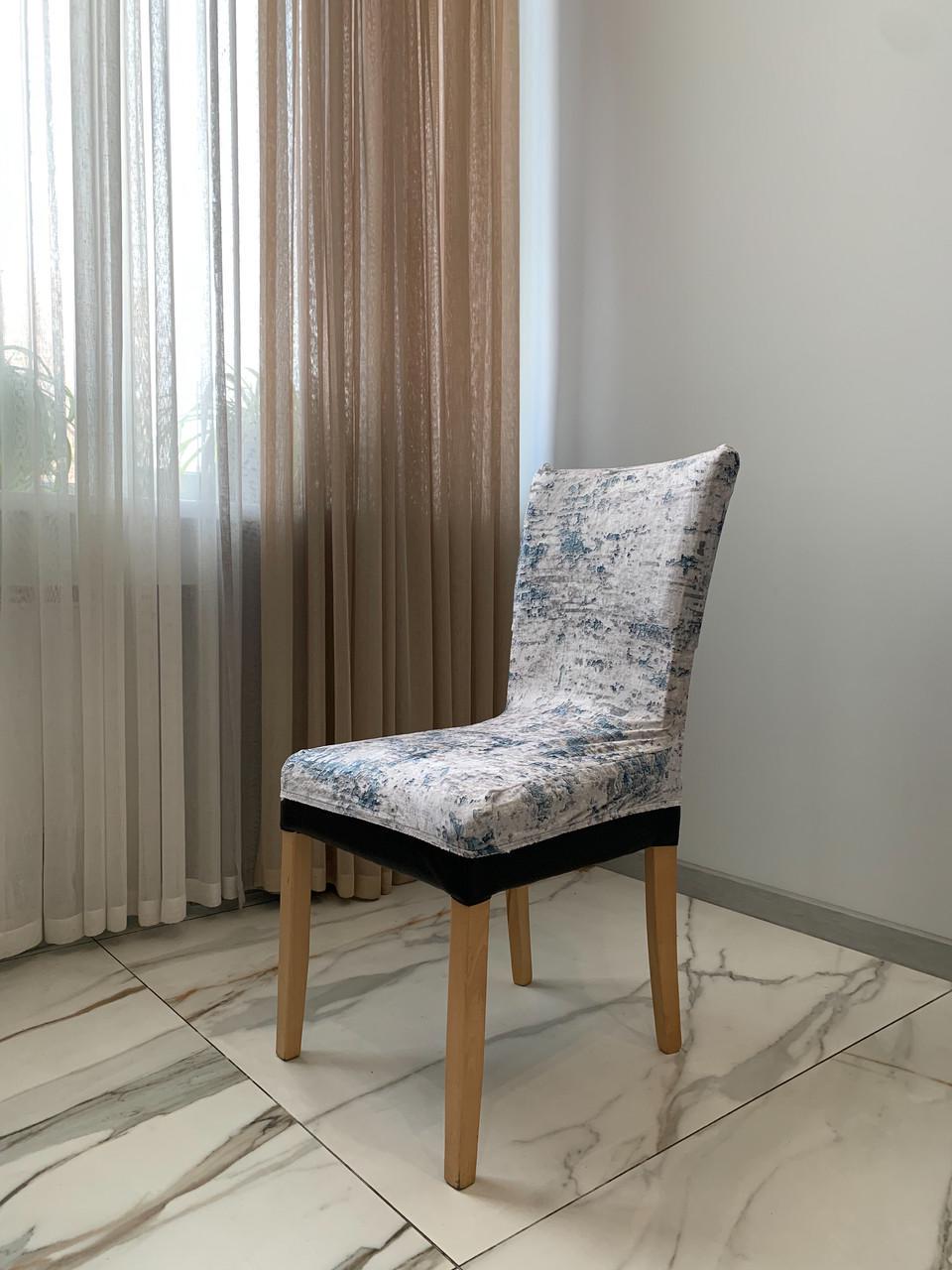 Чехол на стул Бетон натяжной со спинкой универсальный Серый (2190223576) - фото 3 Чехол на стул Бетон натяжной со спинкой универсальный Серый (2190223576) - фото 3