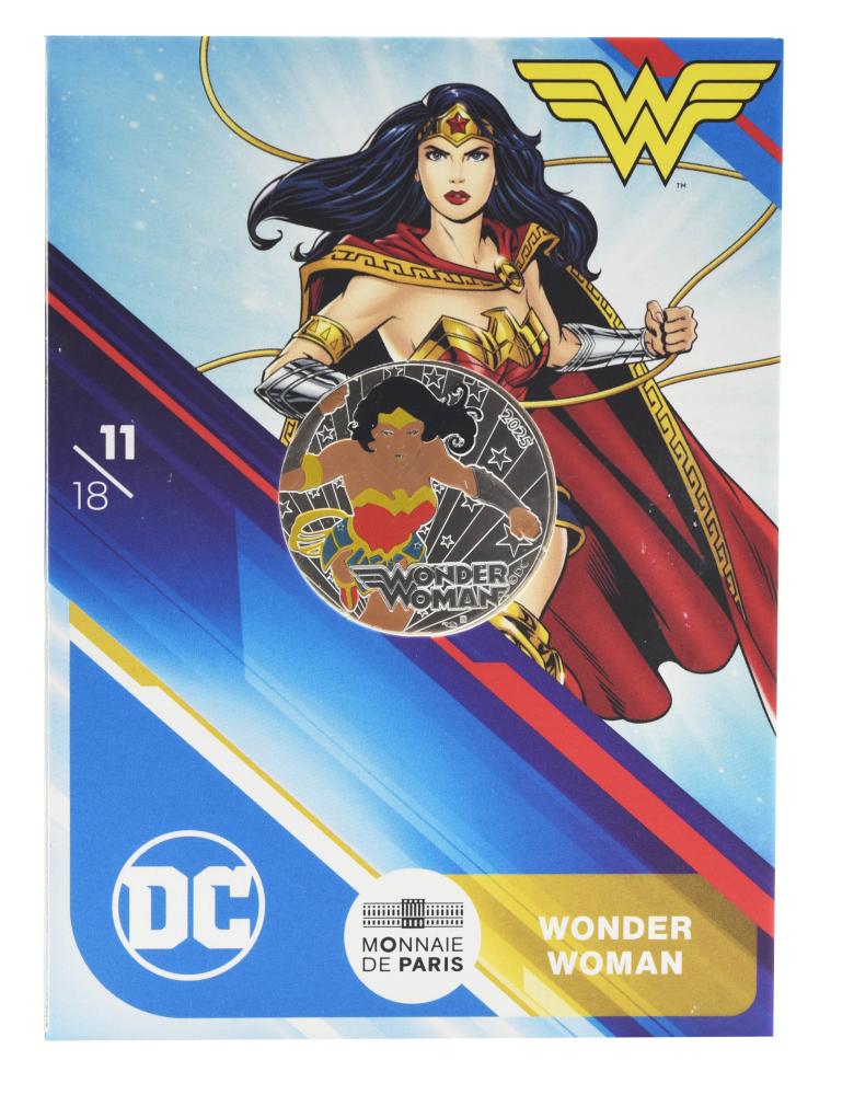 Коллекционная монета Франция 10 евро 2025 серебро UNC Комиксы DC-11/18-Wonder woman-Чудо-женщина (М24211)