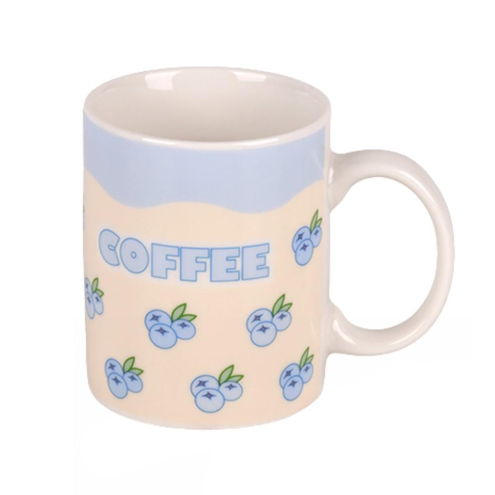 Чашка керамическая Coffee R35459 340 мл Бежевый с голубым (641350)