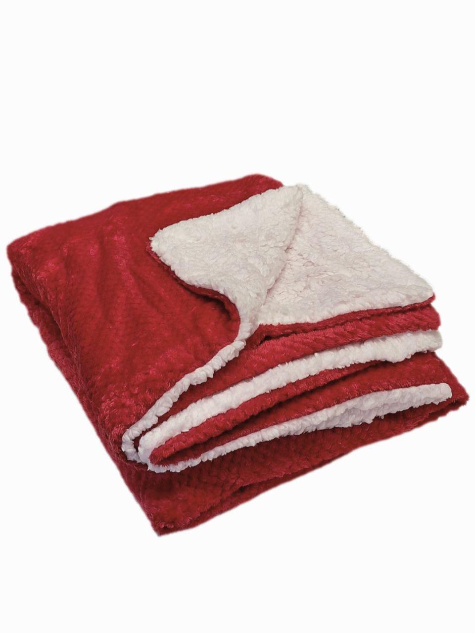 Плед двухсторонний на овчине MIULEE 150x200 см Красный с белым (1348)