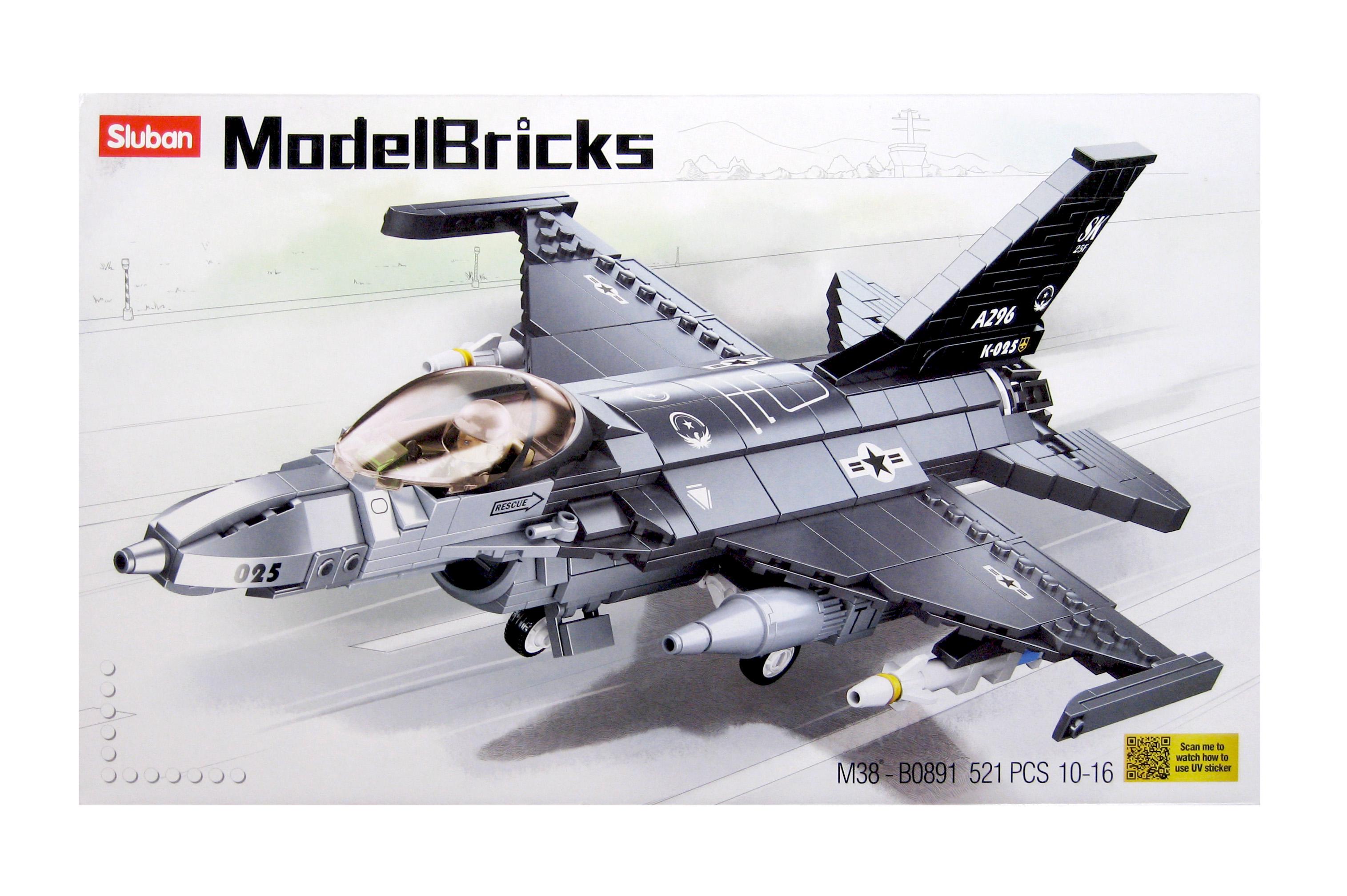 Конструктор Sluban M38-B0891 Винищувач F-16C Falcon 521 деталь 1 фігурка