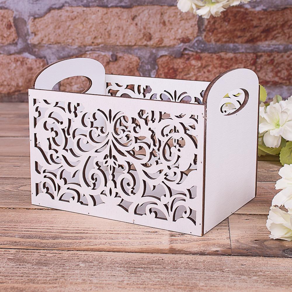 Кашпо деревянное ажурное Белый (3610-1)