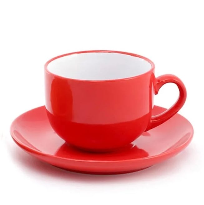 Чашка керамическая Flora с блюдцем яркая 0,25 л Красный (32164)