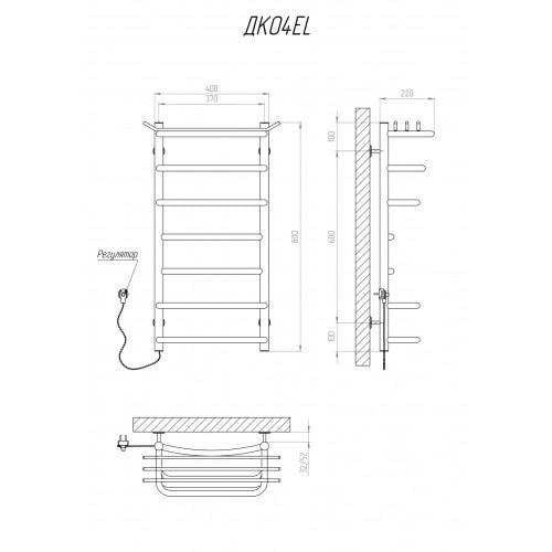 Полотенцесушитель электрический KOSSER Канна 800х400/7 ЕL - фото 3