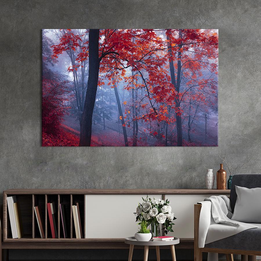 Картина на холсте Волшебный красный лес 51x34 см (582-1)