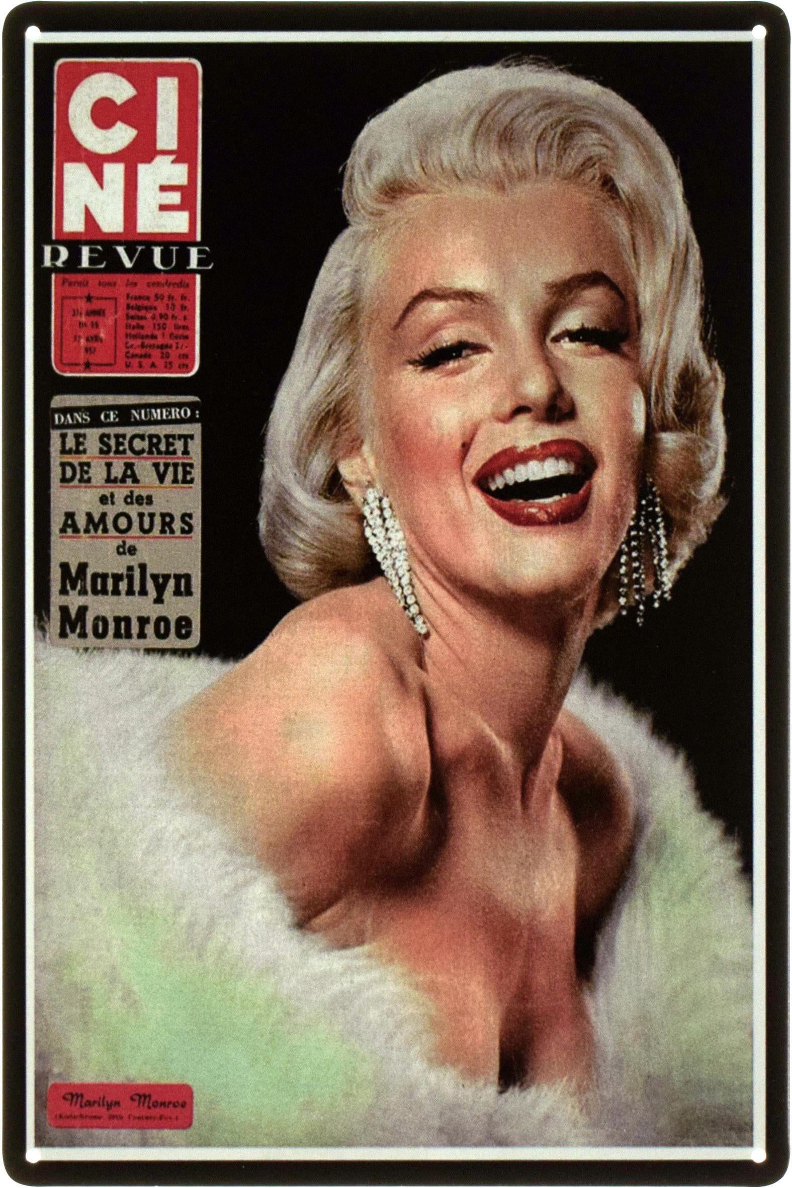 Металлическая табличка Мэрилин Монро/Marilyn Monroe Ciné Revue 20x30 см