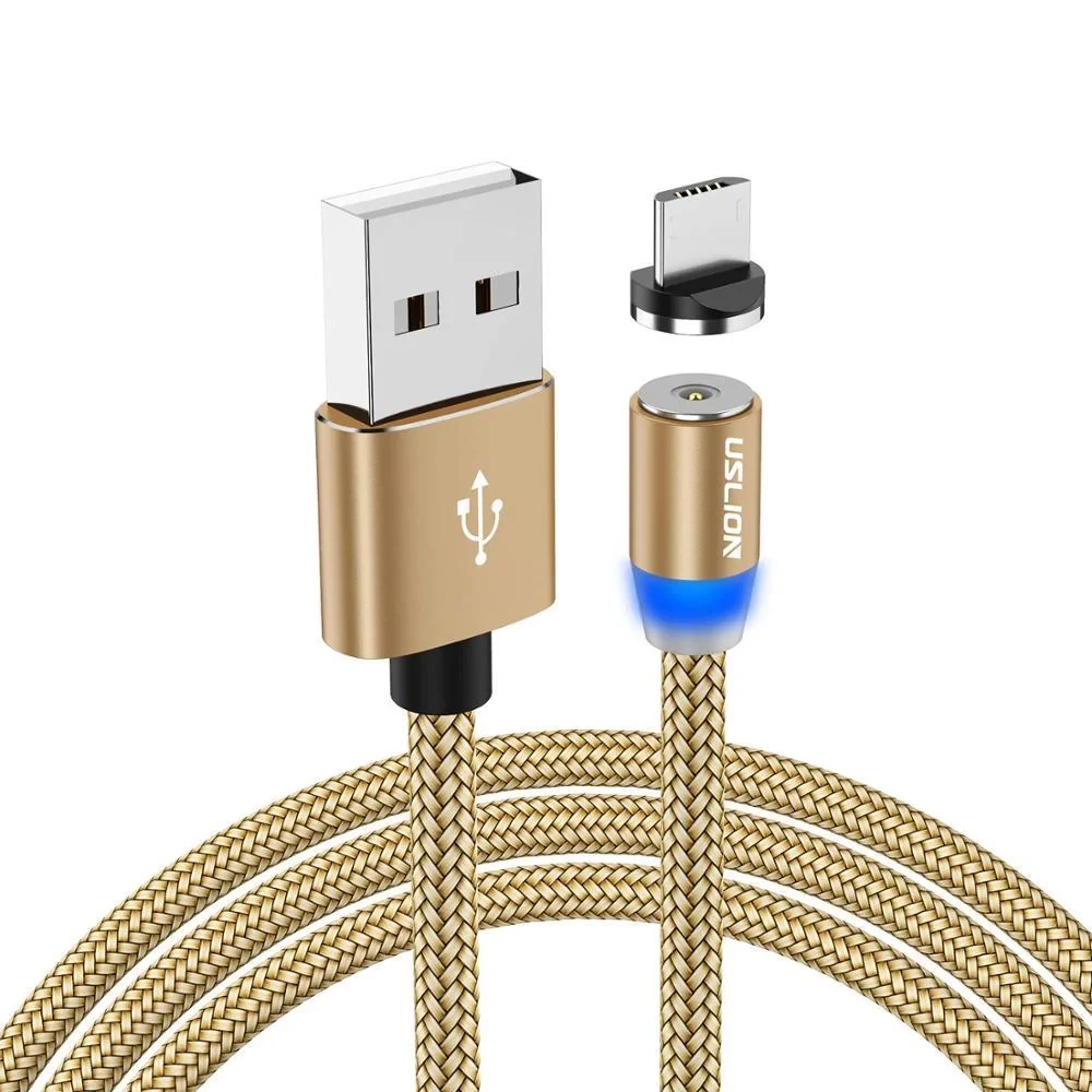 Кабель магнітний USLION Magnetic 2,4A USB для зарядки телефону 1 м Золотий - фото 1