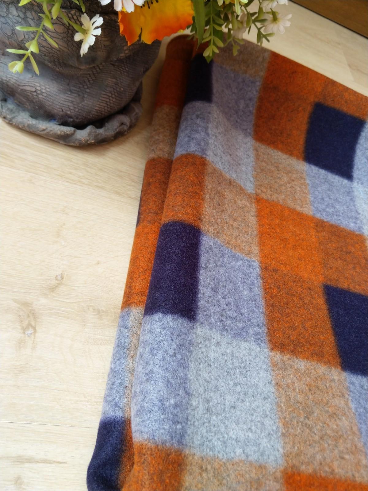 Плед-покрывало New House шерстяной 110х140 см Оранжево-серый (27052781) - фото 2