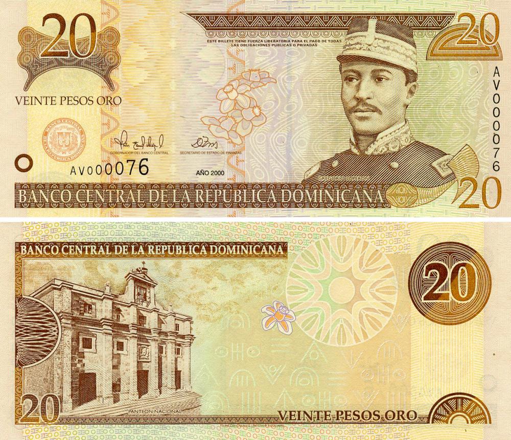 Колекційна банкнота Домінікана 20 песо 2000 UNC (P160a)