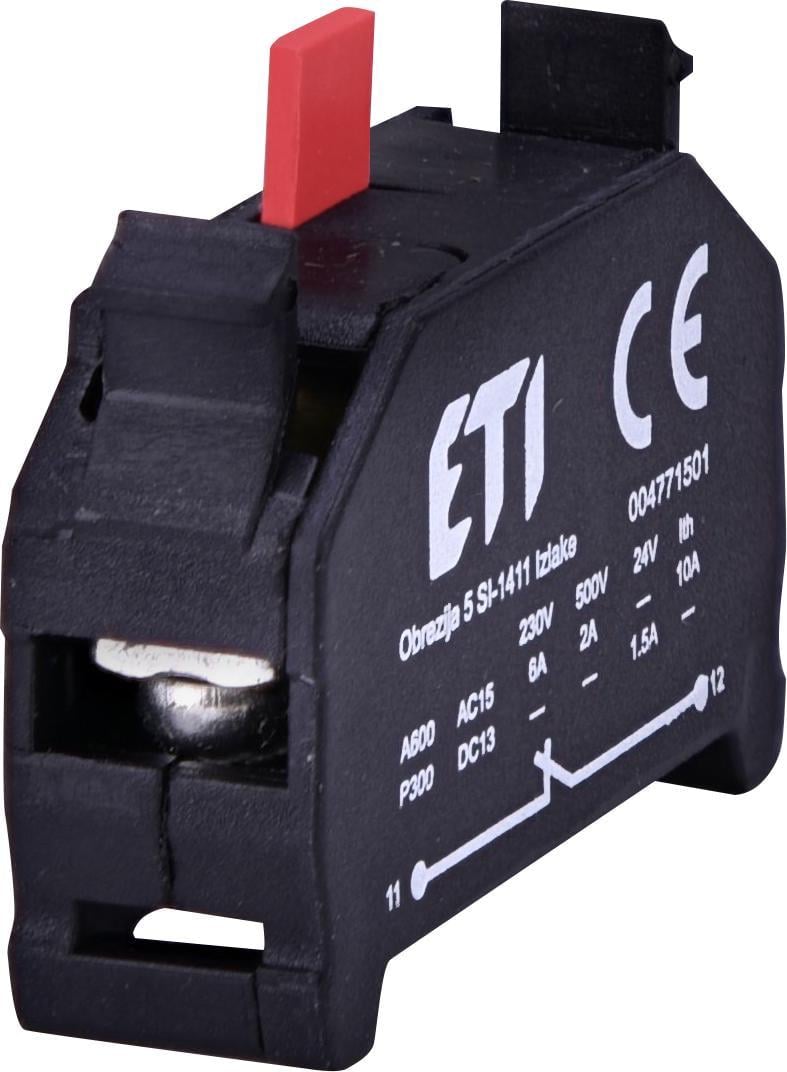 Контактный блок ETI E-NC 1NC 6A 230V AC/DC для кнопок EG (4771501)