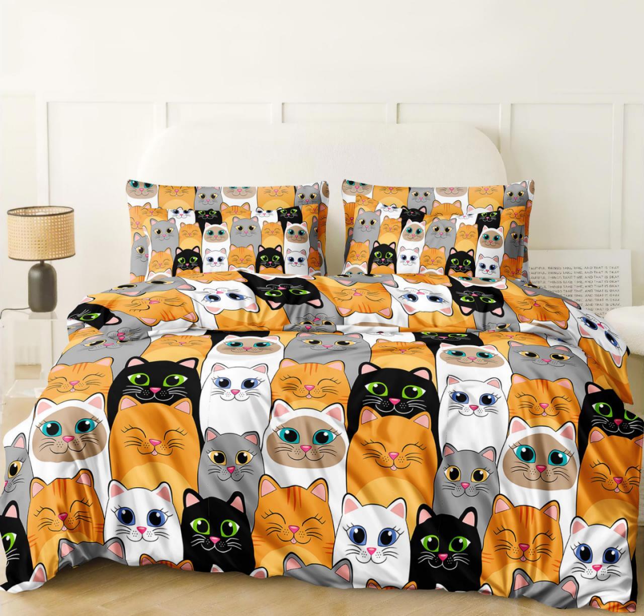 Простирадло Котики бязь голд люкс полуторне 160х220 см Різнокольоровий (34118197)