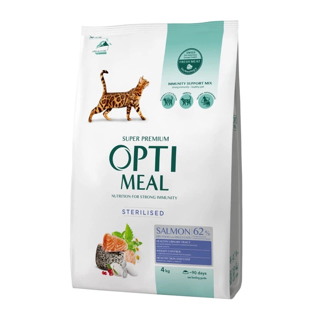 Сухий корм Optimeal Cat Sterilised Salmon з лососем для стерилізованих кішок та кастрованих котів 4 кг
