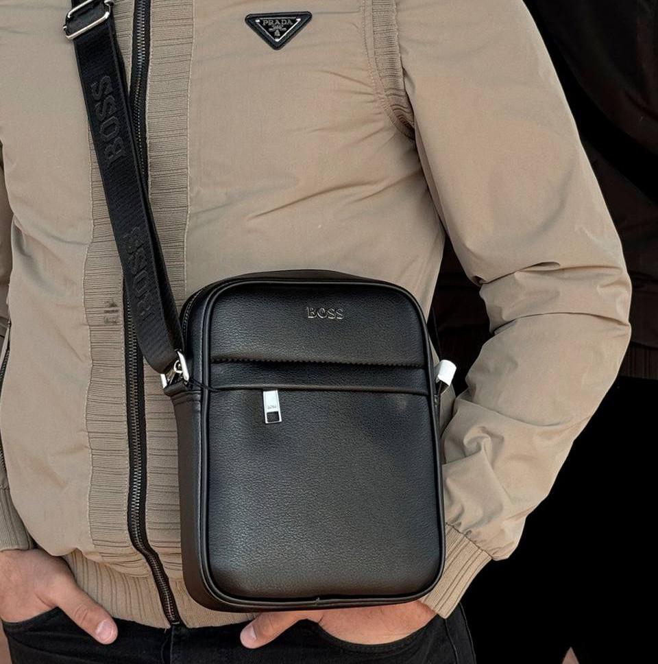 Сумка мужская брендовая BOSS экокожа Черный (0122-2 PTR) - фото 2 Сумка мужская брендовая BOSS экокожа Черный (0122-2 PTR) - фото 2