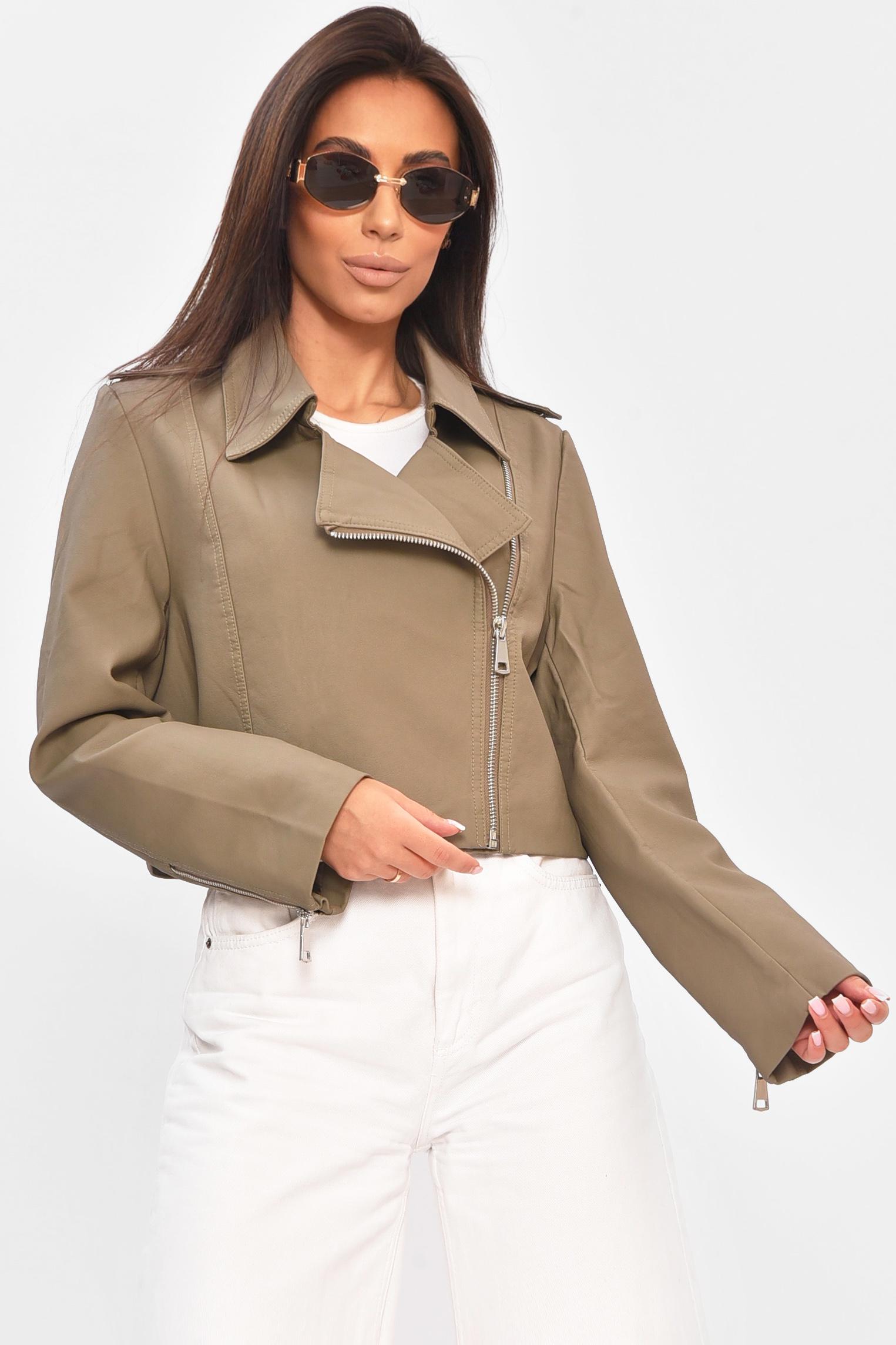 Куртка жіноча з еко шкіри L Темно-сірий (205017)