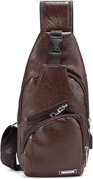 Сумка-слінг чоловіча через плече із зовнішнім карманами Темно-коричневий (LR 3416 BND) - фото 2 Сумка-слінг чоловіча через плече із зовнішнім карманами Темно-коричневий (LR 3416 BND) - фото 2