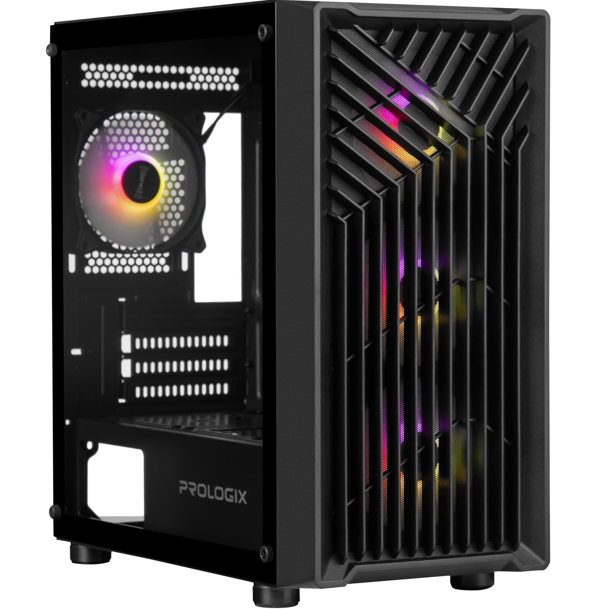 Корпус для ПК PrologiX Flow GM-05RB Midi-Tower PSU MicroATX/Mini-ITX ARGB Black (35386418)