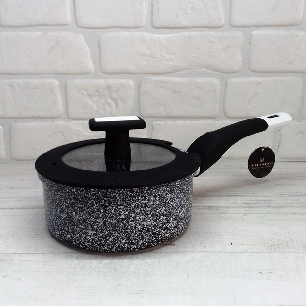 Ковш со стеклянной крышкой Edenberg антипригарное гранитное покрытие 1,9 л (EB-3328)