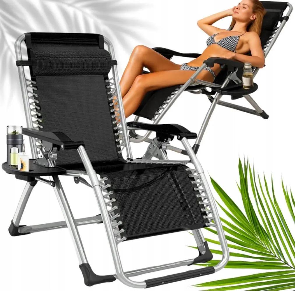 Шезлонг кресло садовый пляжный с карманом и подстаканником усиленное до 150 кг Черный - фото 6 Шезлонг кресло садовый пляжный с карманом и подстаканником усиленное до 150 кг Черный - фото 6