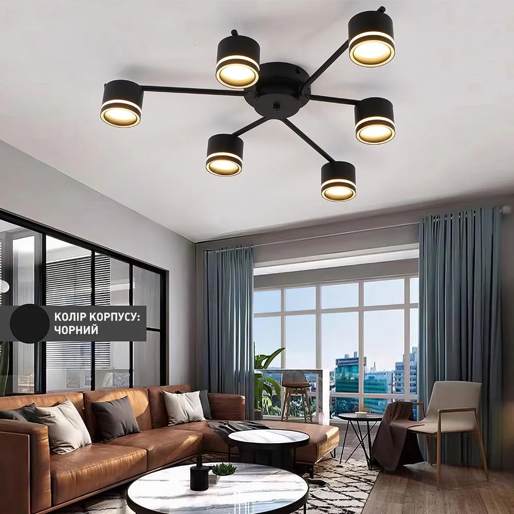 Люстра ESLLSE GELA 6R 750x130 мм на 6 ламп GX53 Черный (10519) - фото 7 Люстра ESLLSE GELA 6R 750x130 мм на 6 ламп GX53 Черный (10519) - фото 7