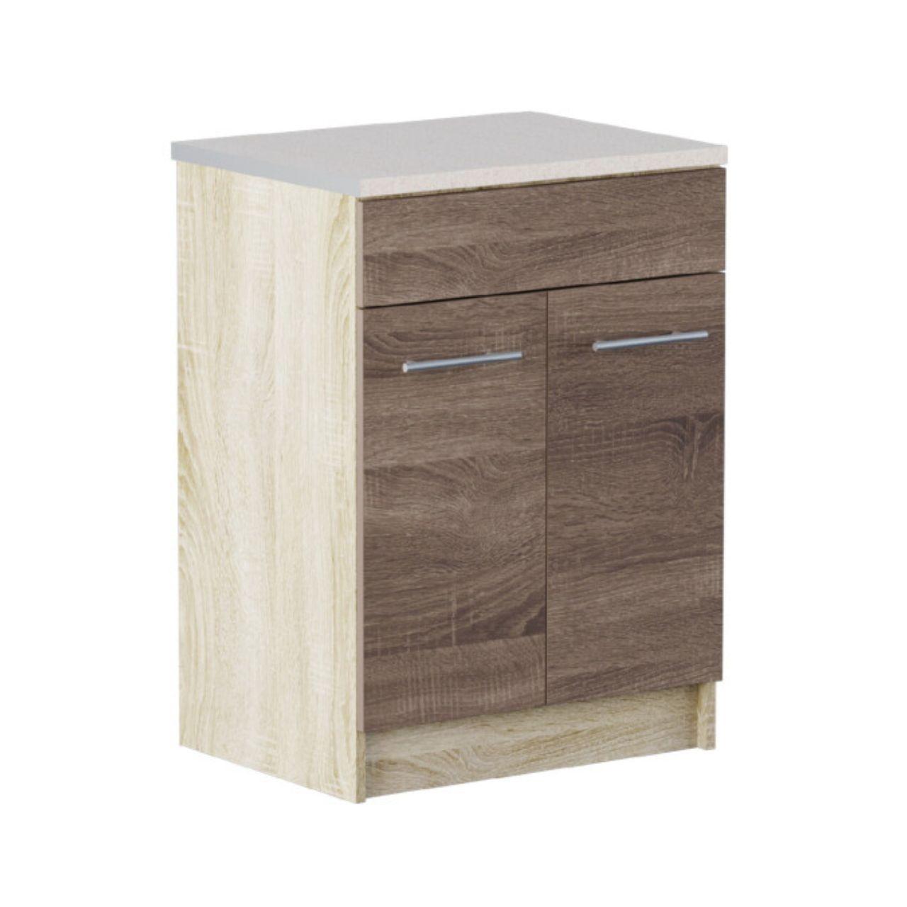 Кухня секция Эко Эверест 60 Низ мойка 600х456х820 мм без столешницы Дуб сонома/Трюфель (eko-354)